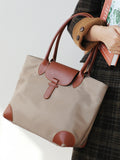 Women's Nylon And Leather Tote Bag grey Satchel For Laptop Shopper Tote Bag Leather 