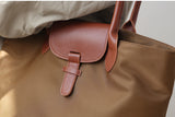 Women's Nylon And Leather Tote Bag brown Satchel For Laptop Shopper Tote Bag Leather 