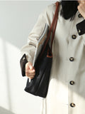 Women's Nylon And Leather Tote Bag With zipper Lightweight Leather Tote Bag 