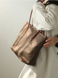 Women's Nylon And Leather Tote Bag With zipper Lightweight Leather Tote Bag 