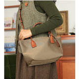 brown Small Nylon Tote Bag With Zipper Nylon Small Tote Small Nylon Handbags For Ladies 