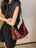 Women's Patent Black Purse Leather Hobo Bag With Zipper 