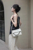 ​Women's Satchel Crossbody Patent Leather Satchel Folded white Sling Satchel 