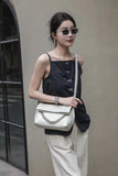 ​Women's Satchel Crossbody Patent Leather Satchel Folded white Sling Satchel 