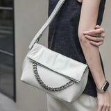 ​Women's Satchel Crossbody Patent Leather Satchel Folded white Satchel 