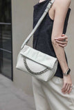 ​Women's Satchel Crossbody Patent Leather Satchel Folded white Sling Satchel 