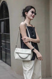 ​Women's Satchel Crossbody Patent Leather Satchel Folded white Sling Satchel 