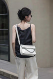 ​Women's Satchel Crossbody Patent Leather Satchel Folded white Sling Satchel 