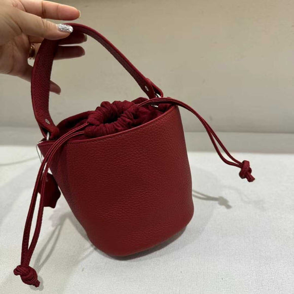 Women's Small Bucket Bag Crossbody Leather Small Bucket Drawstring Bag