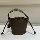 Women's Small Bucket Bag Crossbody Leather Small Bucket Drawstring Bag