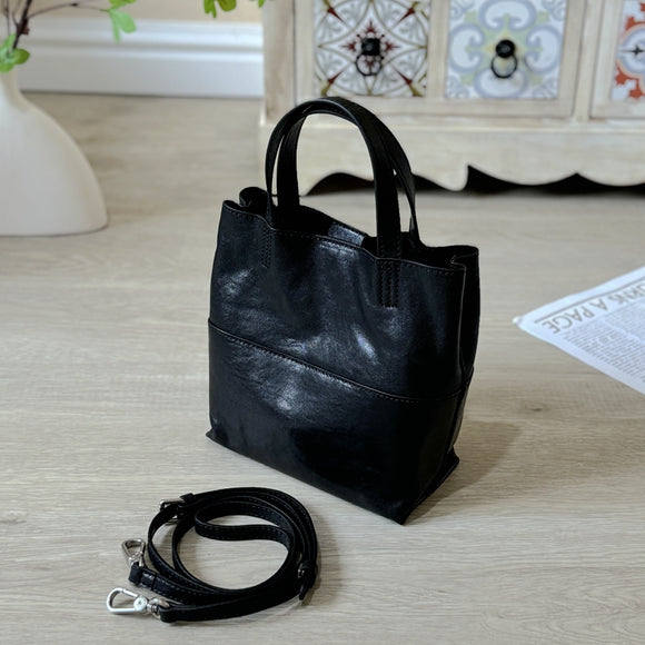 Women's Small Leather Tote Bag With Zipper Crossbody Small Leather Purse - Annie Jewel