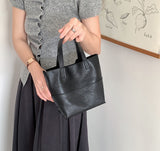 Women's Small Leather Tote Bag With Zipper Crossbody Small Leather Purse - Annie Jewel