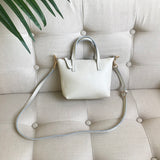 The Leather Mini Tote Bag Leather Tote Crossbody Bag white Leather Mini Crossbody Tote Ladies