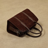 Suede Leather Tote Bag Women's Suede Leather Bag Chocolate Brown Leather Bag - Annie Jewel