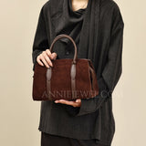 Suede Leather Tote Bag Women's Suede Leather Bag Chocolate Brown Leather Bag - Annie Jewel