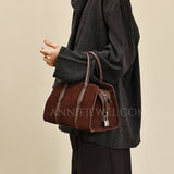 Suede Leather Tote Bag Women's Suede Leather Bag Chocolate Brown Leather Bag - Annie Jewel