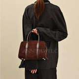 Suede Leather Tote Bag Women's Suede Leather Bag Chocolate Brown Leather Bag - Annie Jewel