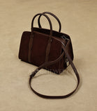 Suede Leather Tote Bag Women's Suede Leather Bag Chocolate Brown Leather Bag - Annie Jewel