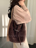 Women's Suede Leather Hobo Bag Brown Leather Hobo Shoulder Bag Purse For Ladies - Annie Jewel
