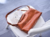 Womens tan Genuine Leather Hobo Bag Zipper Hobo Bag Soft Leather Hobo Purse 