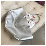 Silver Leather Tote Bag Cowhide Tote Leather The Tote Bag Womens Large Leather Tote 