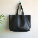 Womens Large Leather Tote Genuine Soft Leather Tote Bags Large black Tote 