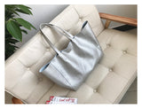 Silver Leather Tote Bag Cowhide Tote Leather The Tote Bag Womens Large Leather Tote 