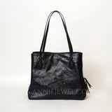 black Leather Tote Bag Medium Leather Tote Bag Womens Leather Work Tote - Annie Jewel