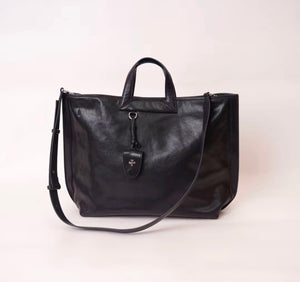 Womens Leather Work Tote Black Leather Work Tote With Laptop Compartment - Annie Jewel