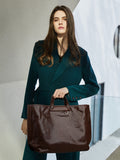 Womens Leather Work Tote brown Leather Work Tote With Laptop Compartment - Annie Jewel