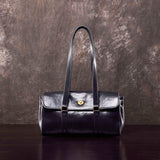 black Genuine Leather Satchel Tote Work Satchel Womens Shoulder Satchel Bag Purse 