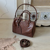 Womens Small Leather Boston Handbag Leather Crossbody Boston Bag For Ladies - Annie Jewel