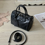 Womens Small Leather Boston Handbag Leather Crossbody Boston Bag For Ladies - Annie Jewel