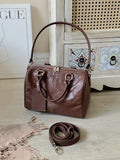 brown Small Leather Boston Bag Leather Bags Boston Handbag Womens - Annie Jewel