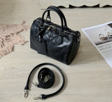 Womens Small Leather Boston Handbag Leather Crossbody Boston Bag For Ladies - Annie Jewel