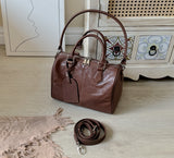 brown Small Leather Boston Bag Leather Bags Boston Handbag Womens - Annie Jewel