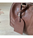 details of brown Small Leather Boston Bag