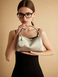 Small Leather Hobo Handbags beige Leather Hobo Bag With Zipper For Ladies 