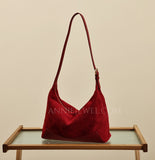 Red Suede Hobo Bag Burgundy Small Hobo Shoulder Bag Womens Soft Leather Leather Hobo Purse