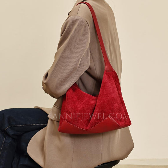 Red Suede Hobo Bag Burgundy Small Hobo Shoulder Bag Womens Soft Leather Leather Hobo Purse