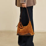 Brown Suede Hobo Bag Small Hobo Shoulder Bag Womens Soft Leather Leather Hobo 