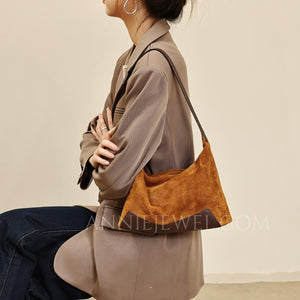 Brown Suede Hobo Bag Small Hobo Shoulder Bag Womens Soft Leather Leather Hobo 