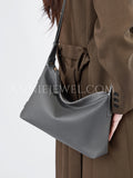 grey Leather Hobo Bag Medium Hobo Purse Genuine Leather Hobo Purses Womens 