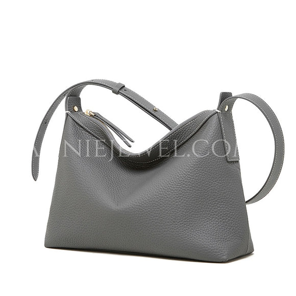 Womens Genuine Leather Hobo Purses Gray Leather Hobo Bag Zipper Hobo Bag 