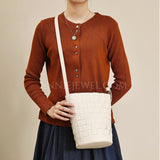 Woven Leather Shoulder Bag Woven Leather Bucket Bag Shoulder Bag Womens 
