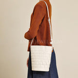 white Woven Leather Shoulder Bag Woven Leather Bucket Bag Shoulder Bag Womens 