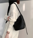 Woven Leather Bucket Bag Leather Bucket Shoulder Bag Womens 