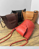 Woven Mini Bag Woven Leather Bucket Bag Leather Bucket Shoulder Bag Womens 