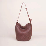 Woven Leather Bucket Bag Leather Bucket Shoulder Bag Womens 