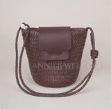 Woven Mini Bag Woven Leather Bucket Bag Leather Bucket Shoulder Bag Womens 